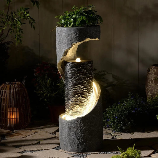 Indoor Outdoor Water Fountain With LED Lights And Pump